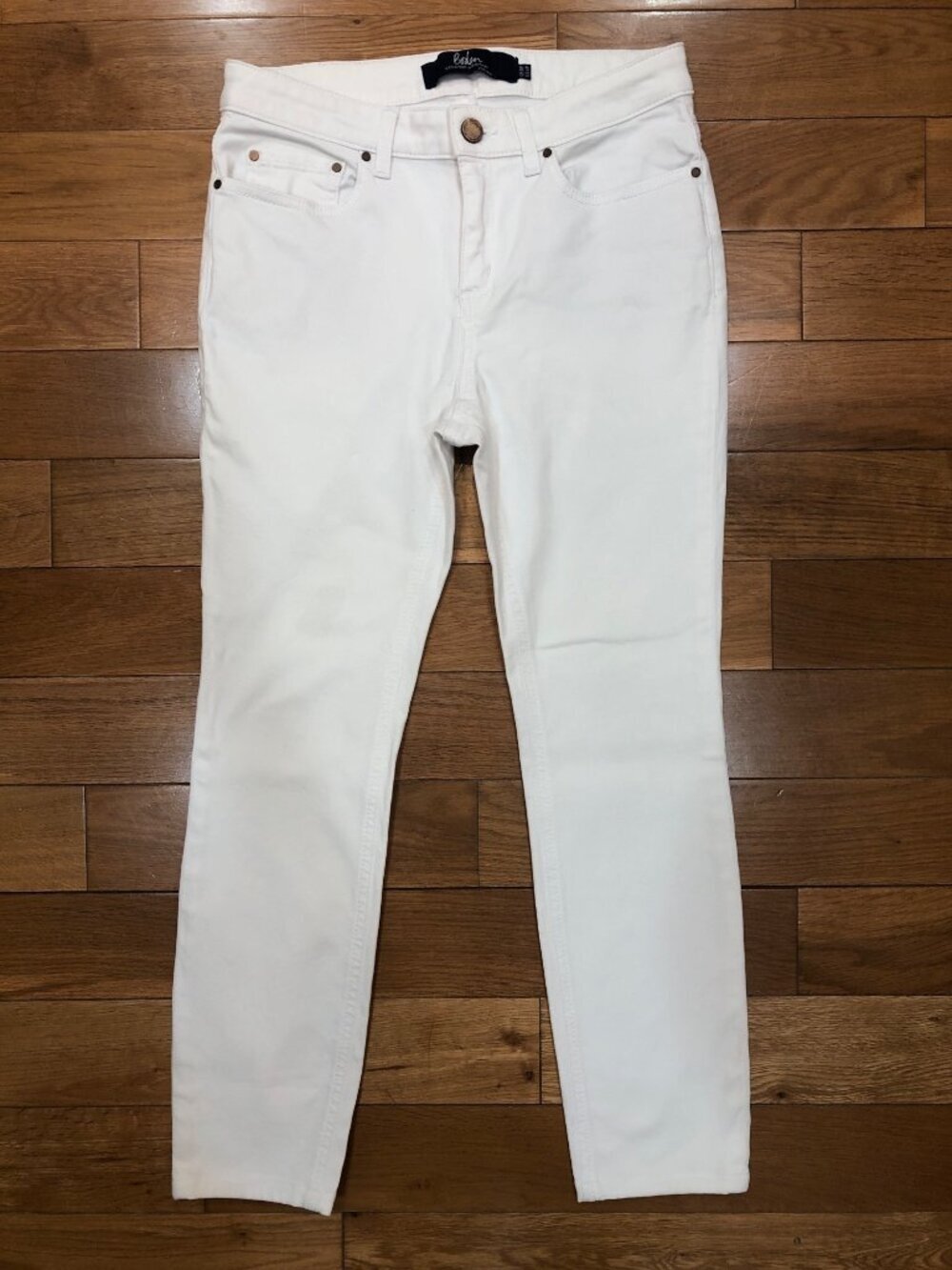 Boden Mid Rise Skinny White Stretchy Jeans Classic Preppy Size 4P